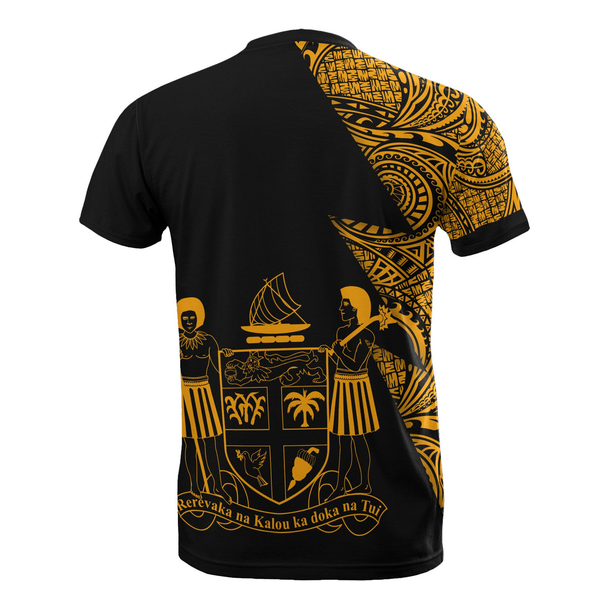 Fiji T Shirt Polynesian Patter Gold Flash Style - Polynesian Pride