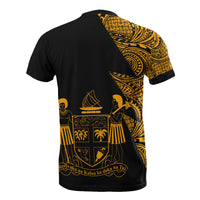 Fiji Custom T Shirt Polynesian Pattern Gold Style - Polynesian Pride