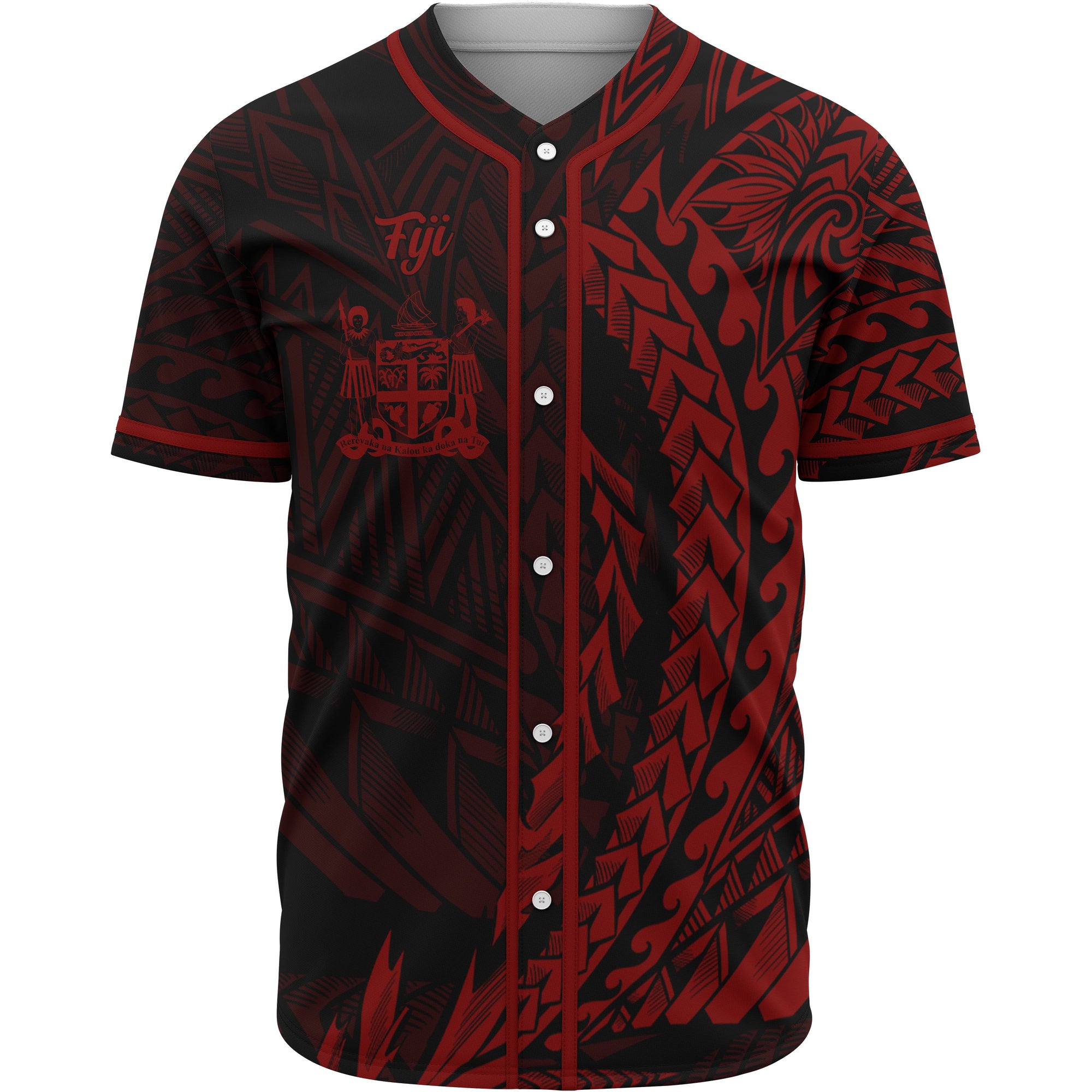 Fiji Baseball Shirt - Red Wings Style Unisex Gold - Polynesian Pride