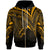 Fiji Zip Hoodie Gold Color Cross Style Unisex Black - Polynesian Pride