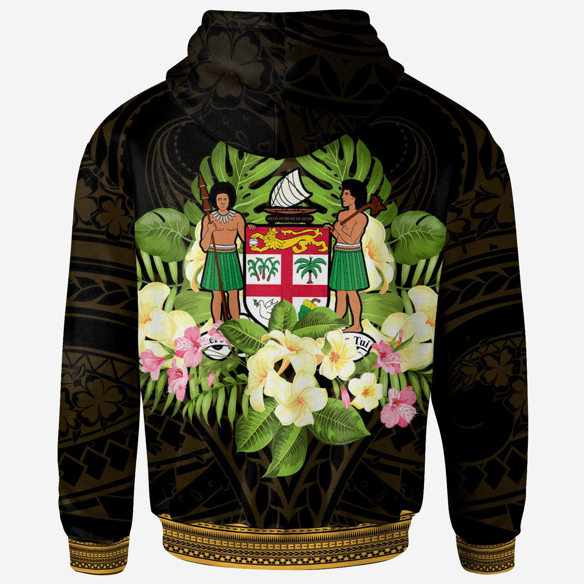Fiji Zip Hoodie Polynesian Gold Patterns Collection - Polynesian Pride