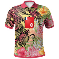 Wallis and Futuna Polo Shirt Flowers Tropical With Sea Animals Unisex Pink - Polynesian Pride