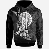 French Polynesia Custom Hoodie Fish With Plumeria Flowers Style Unisex Black - Polynesian Pride