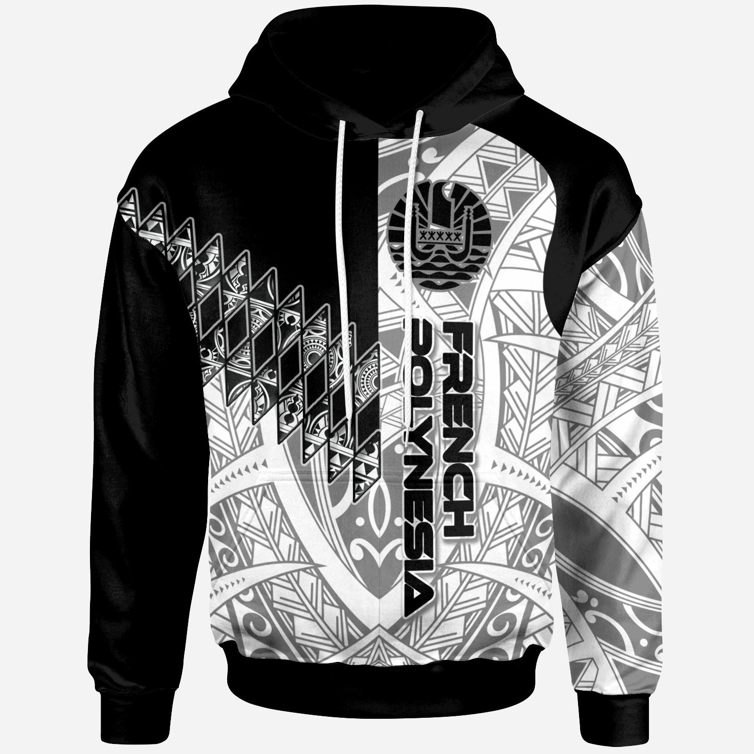 French Polynesia Hoodie Symmetry Style Unisex Black - Polynesian Pride