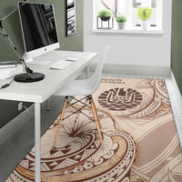 French Polynesia Area Rug - Hibiscus Flowers Vintage Style - Polynesian Pride