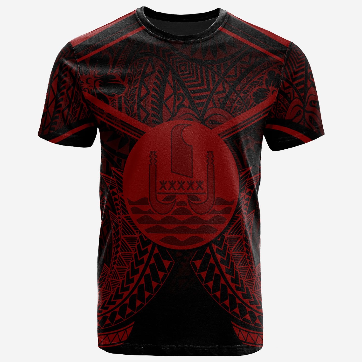 French Polynesia T Shirt National Seal With Red Line Style Unisex Black - Polynesian Pride