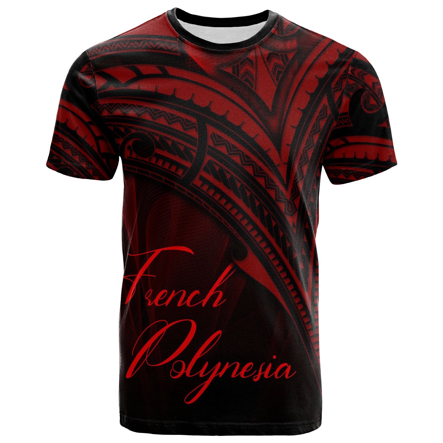 French Polynesia T Shirt Red Color Cross Style Unisex Black - Polynesian Pride