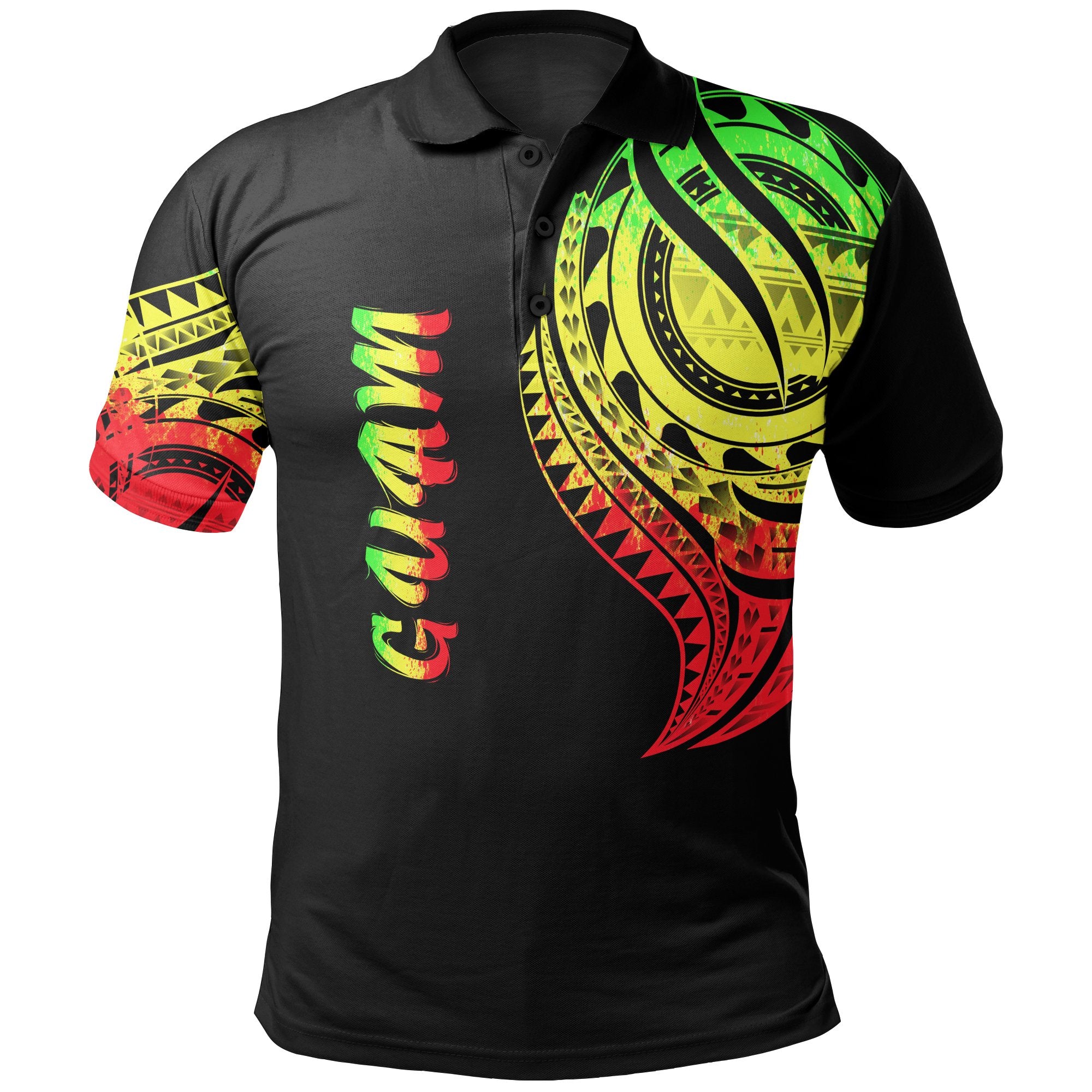 Guam Polo Shirt Guahan Tatau Reggae Patterns Unisex Black - Polynesian Pride