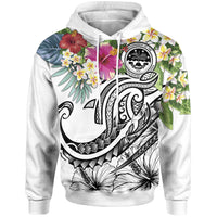 FSM Polynesian Hoodie Summer Plumeria (White) Unisex White - Polynesian Pride