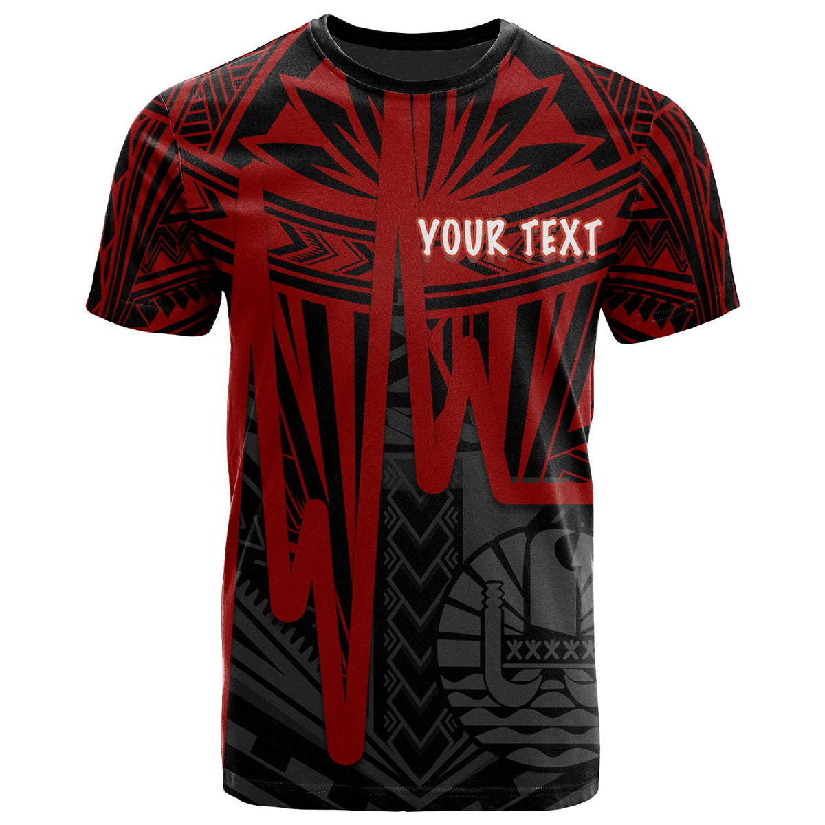 Tahiti Custom T Shirt Tahiti Seal In Heartbeat Patterns Style (Red) Unisex Red - Polynesian Pride