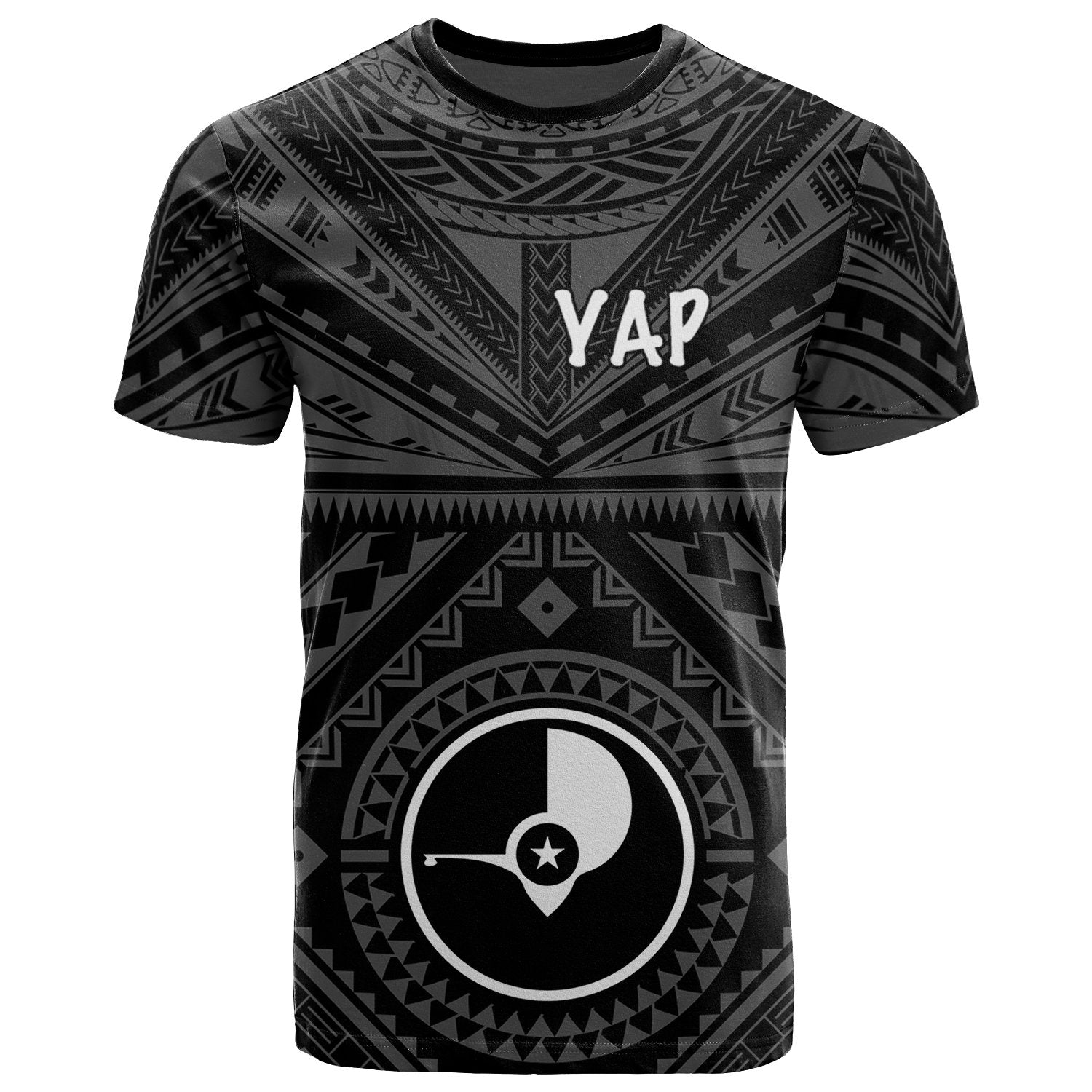 Yap T Shirt Yap Seal With Polynesian Tattoo Style Unisex Black - Polynesian Pride
