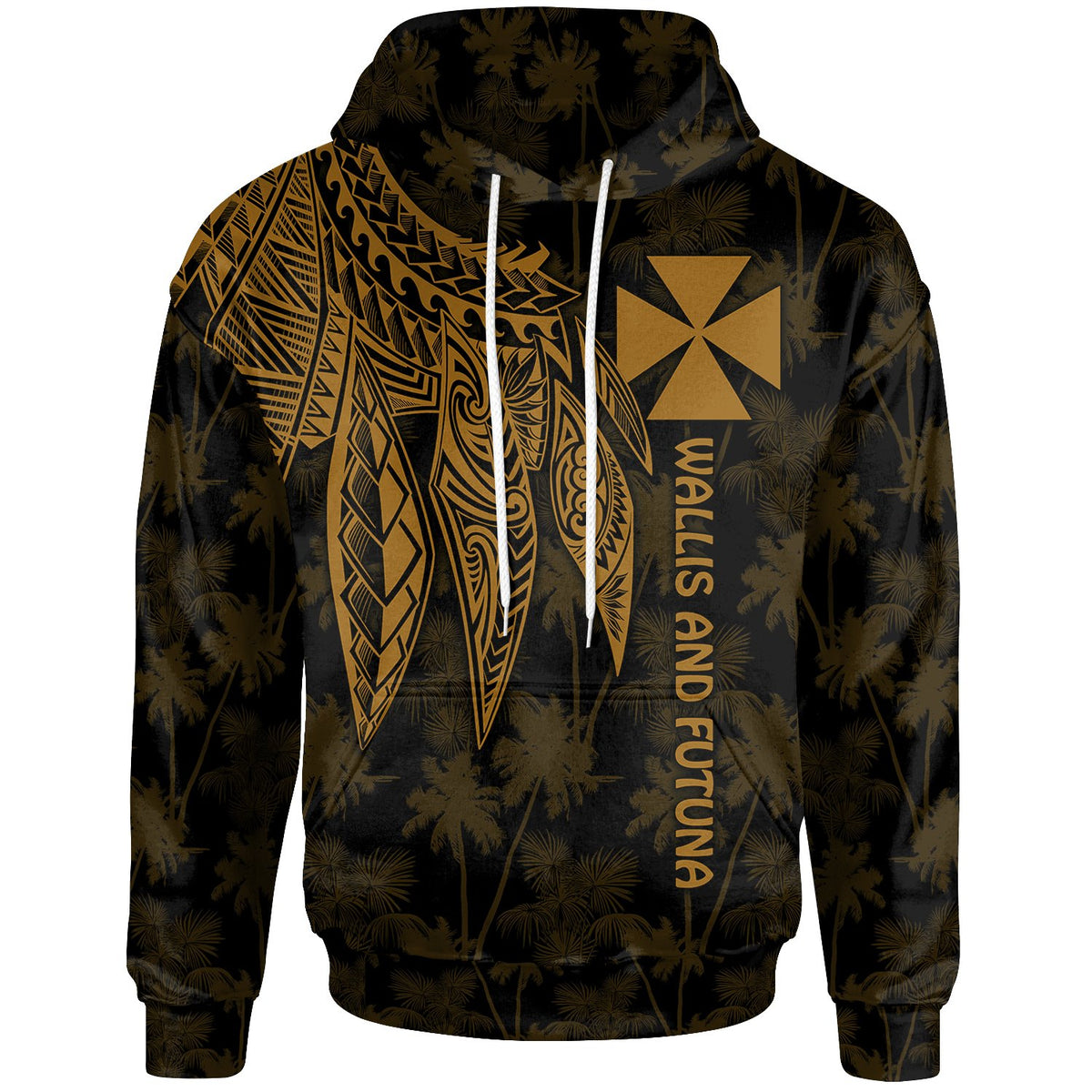 Wallis and Futuna Hoodie Polynesian Wings Golden Unisex Golden - Polynesian Pride