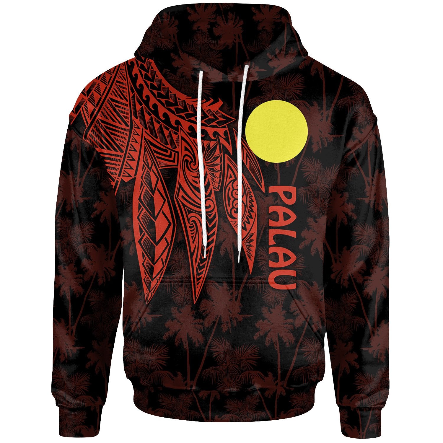 Palau Hoodie Polynesian Wings (Red) Unisex Red - Polynesian Pride