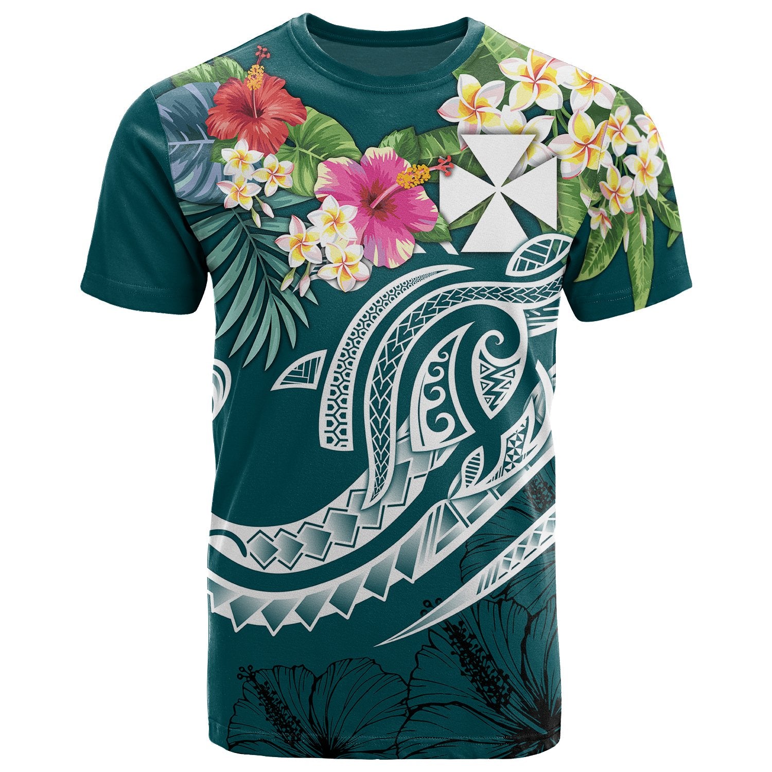 Wallis and Futuna Polynesian T Shirt Summer Plumeria (Turquoise) Unisex Turquoise - Polynesian Pride