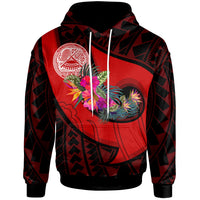 American Samoa Hoodie Polynesian Hook and Hibiscus (Red) Unisex Red - Polynesian Pride