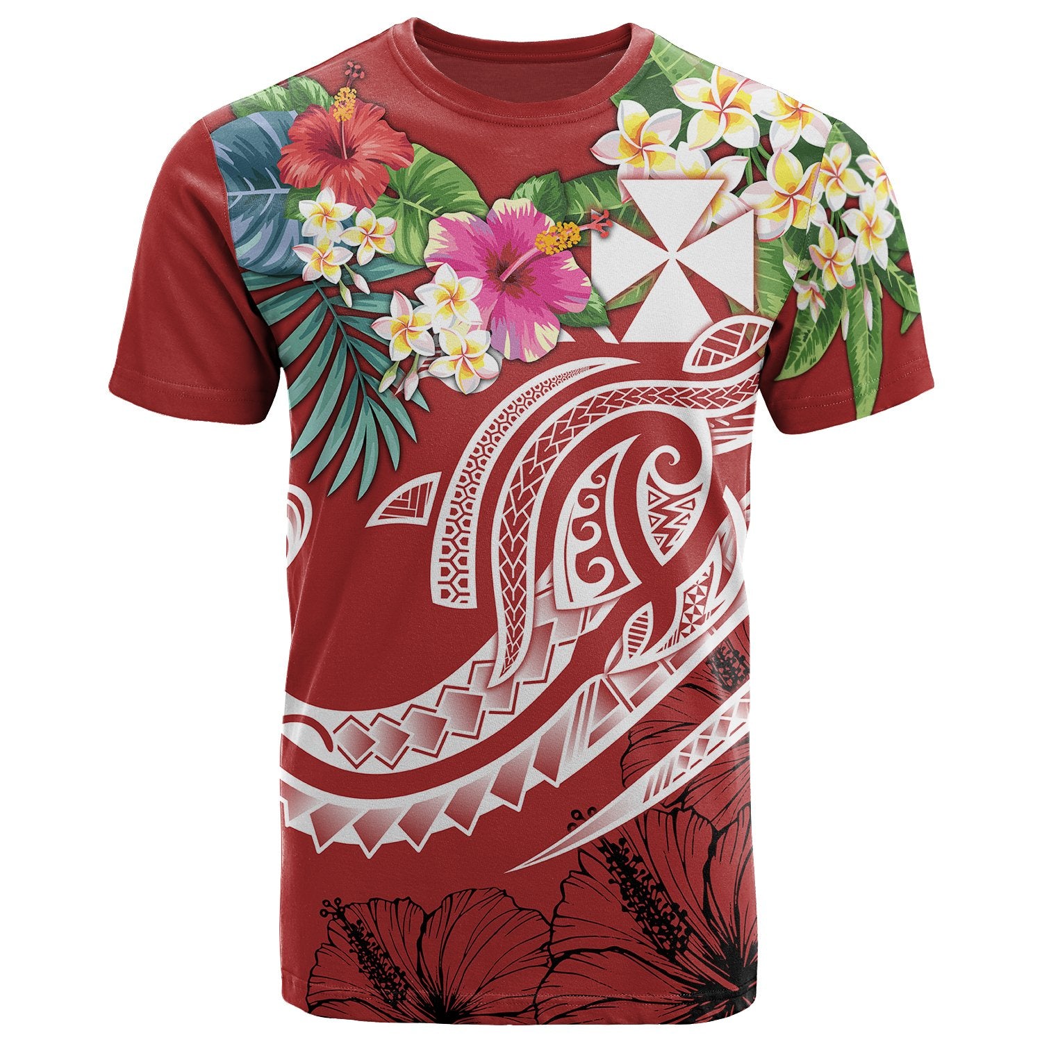 Wallis and Futuna Polynesian T Shirt Summer Plumeria (Red) Unisex Red - Polynesian Pride
