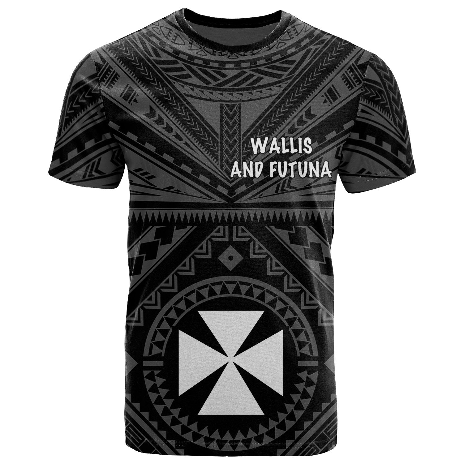 Wallis and Futuna T Shirt Wallis and Futuna Seal With Polynesian Tattoo Style Unisex Black - Polynesian Pride