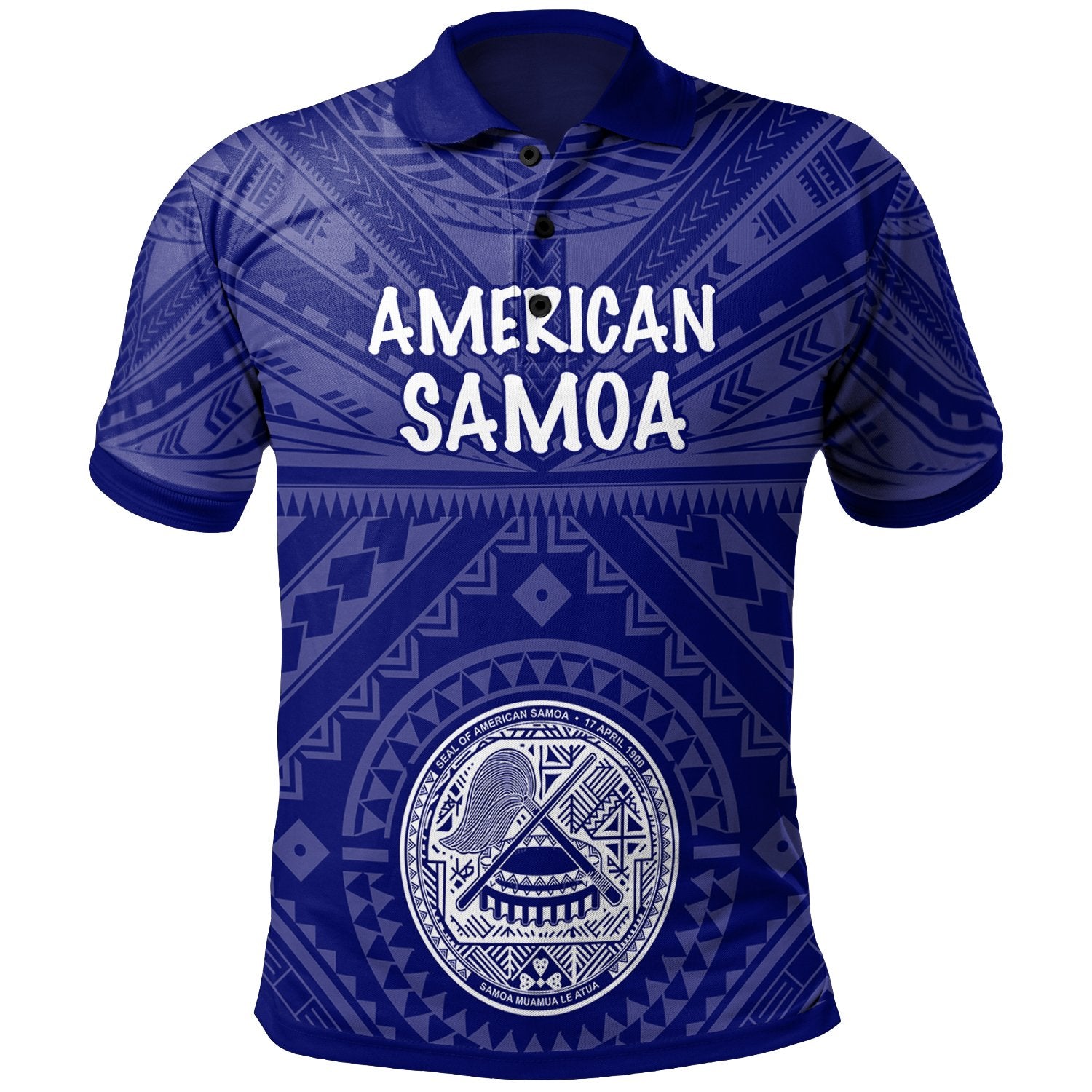 American Samoa Polo Shirt Seal In Polynesian Tattoo Style (Blue) Unisex Blue - Polynesian Pride