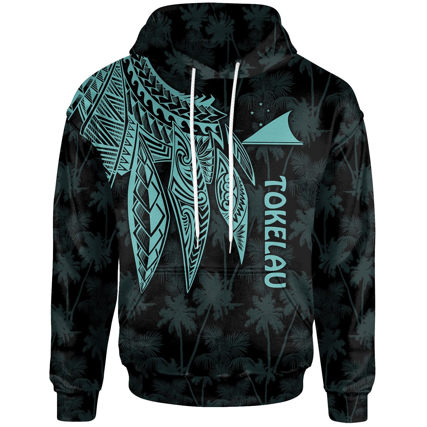 Tokelau Hoodie Polynesian Wings (Turquoise) Unisex Turquoise - Polynesian Pride