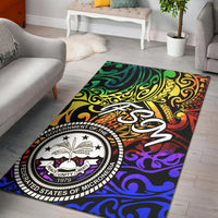 Federated States of Micronesia Area Rug - Rainbow Polynesian Pattern Rainbow - Polynesian Pride