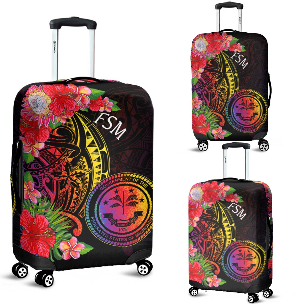 Federated States of Micronesia Luggage Covers - Tropical Hippie Style Black - Polynesian Pride