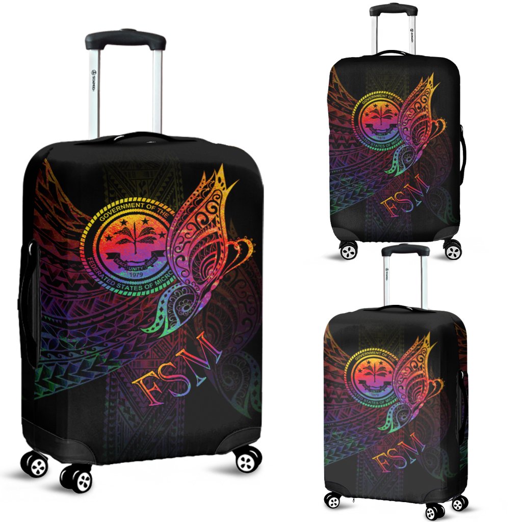 Federated States of Micronesia Luggage Covers - Butterfly Polynesian Style Black - Polynesian Pride