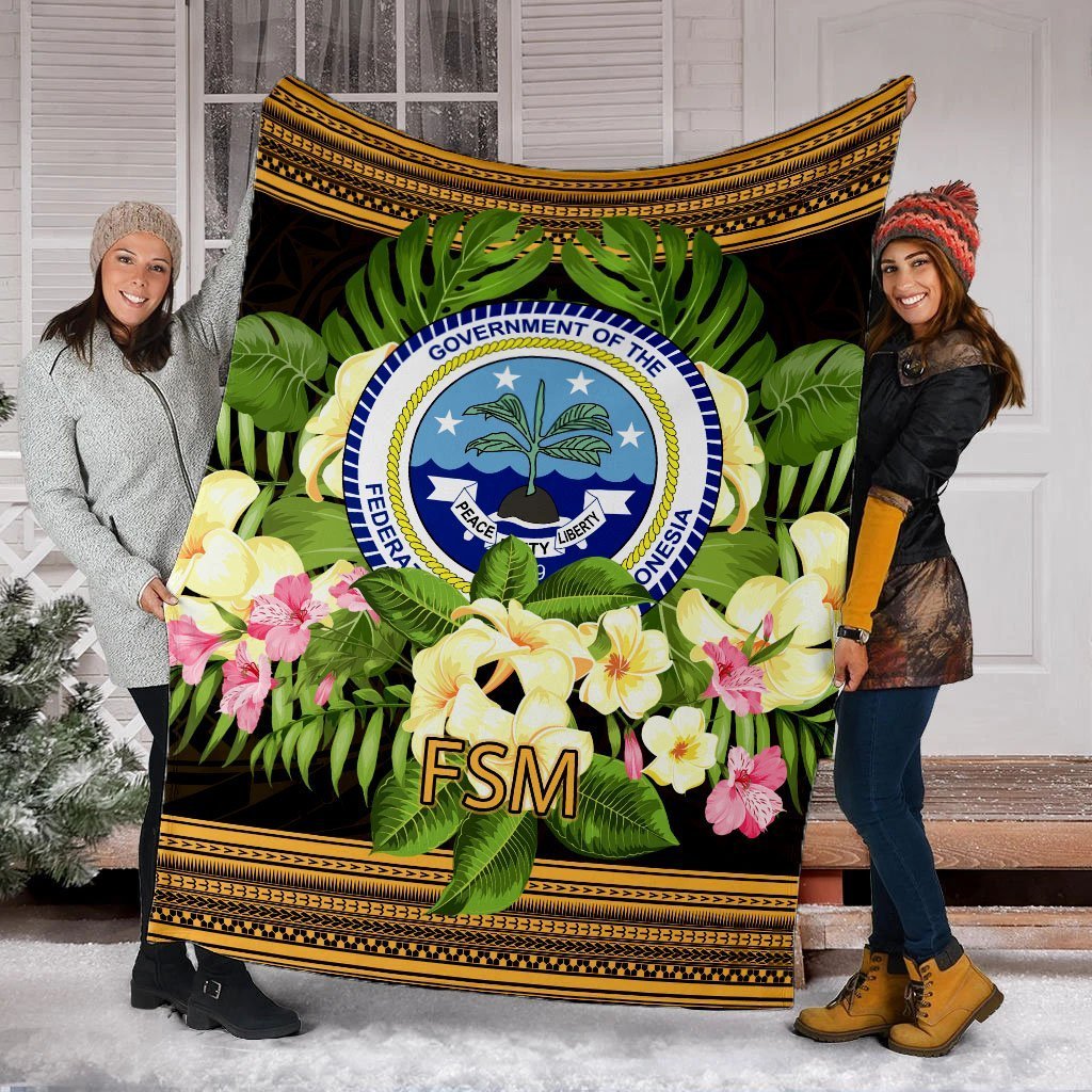 Federated States of Micronesia Premium Blanket - Polynesian Gold Patterns Collection - Polynesian Pride