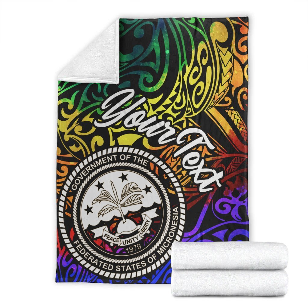 Federated States of Micronesia Custom Personalised Premium Blanket - Rainbow Polynesian Pattern - Polynesian Pride
