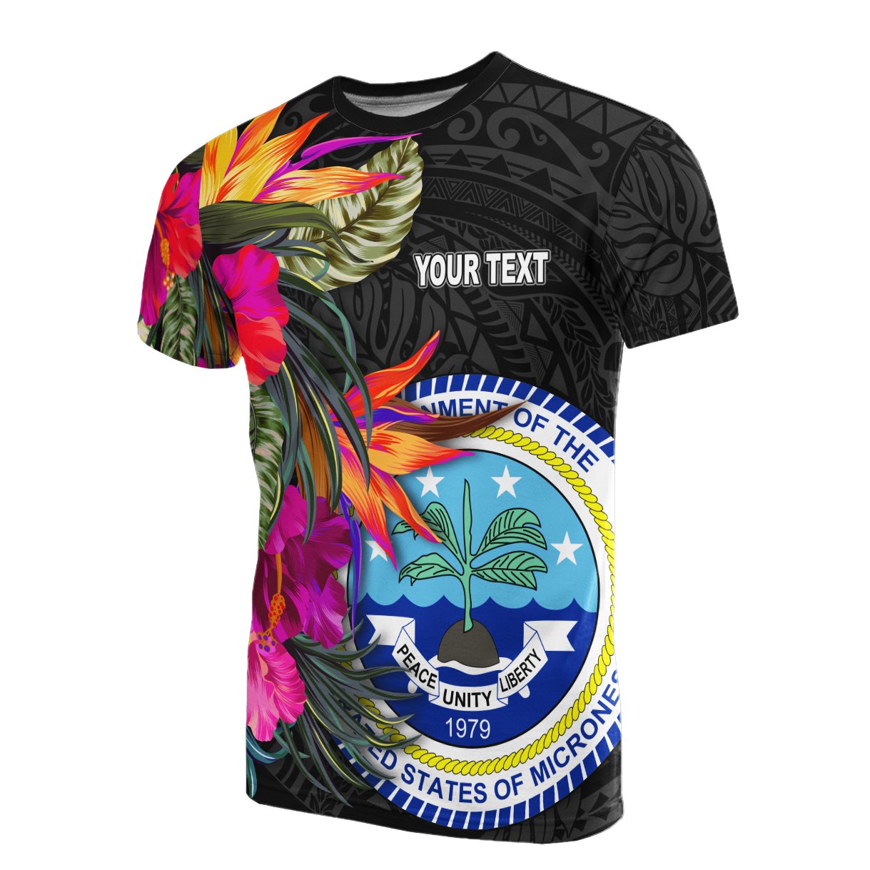 Federated States Of Micronesia Custom Personalised T-Shirt - Hibiscus Pattern