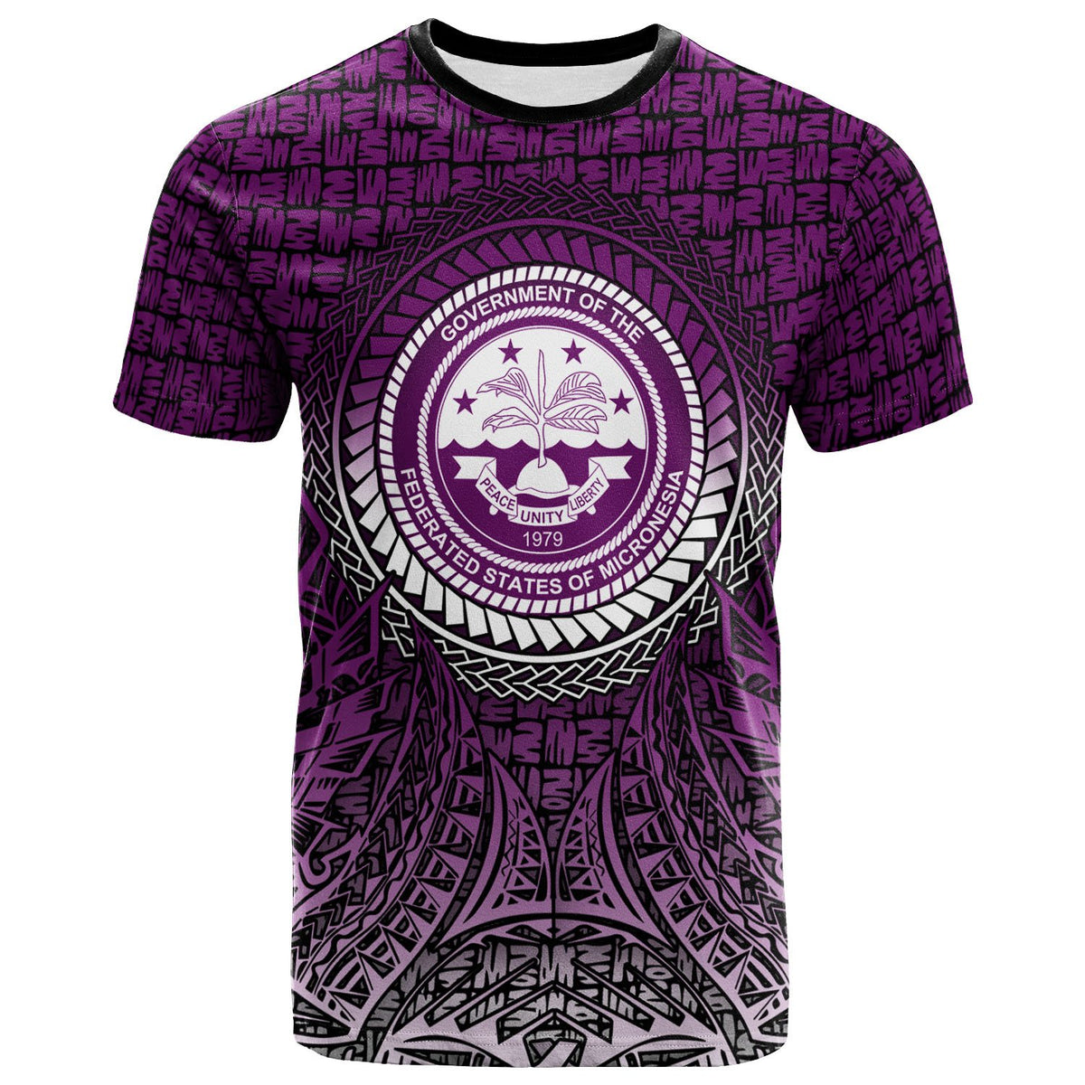 Federated States of Micronesia Pattern T Shirt Circle Pattern Purple Unisex Purple - Polynesian Pride