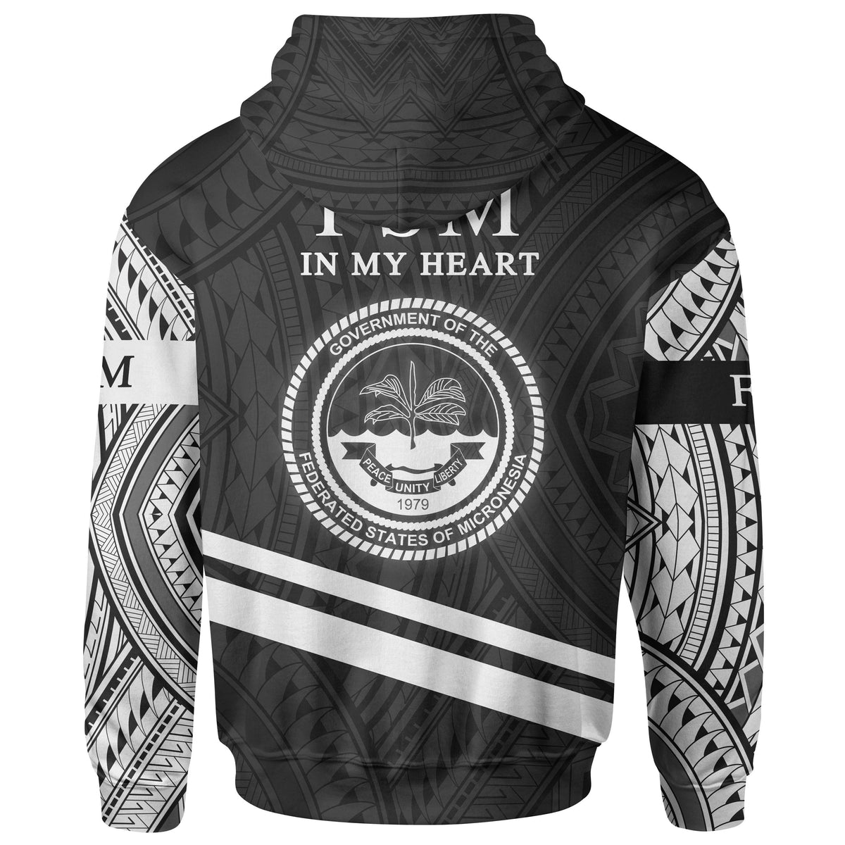 Federated States of Micronesia Zip Hoodie In My Heart Style Polynesian Patterns - Polynesian Pride