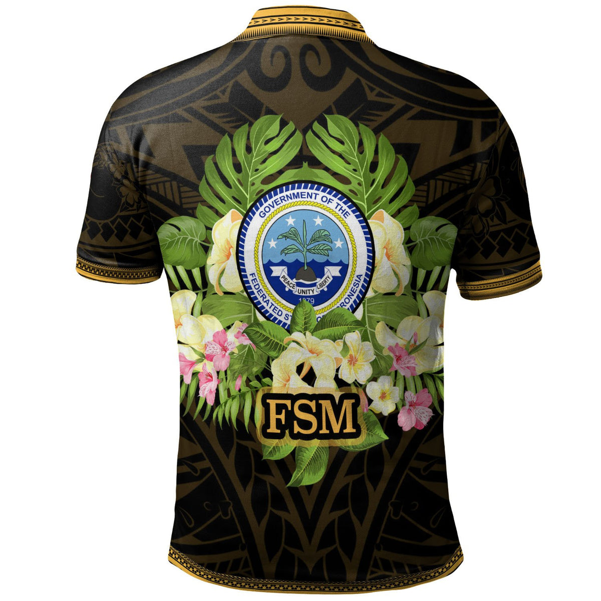 Federated States of Micronesia Polo Shirt Polynesian Gold Patterns Collection - Polynesian Pride