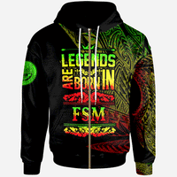Federated States of Micronesia Zip Hoodie Legends Are Born In Reggae Color Unisex Black - Polynesian Pride
