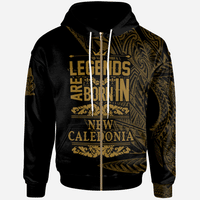 New Caledonia Zip Hoodie Legends Are Born In Gold Color Unisex Gold - Polynesian Pride