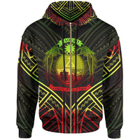 Nauru Zip Hoodie Nauru Seal Reggae Tribal Patterns Unisex White - Polynesian Pride