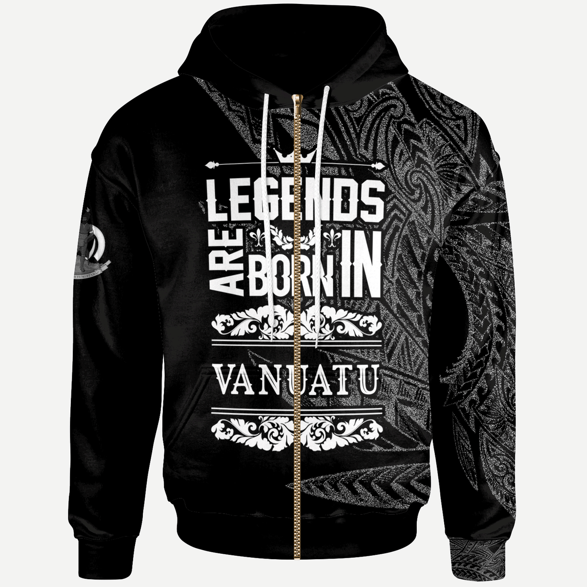 Vanuatu Zip Hoodie Legends Are Born In White Color Unisex White - Polynesian Pride