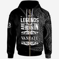 Vanuatu Zip Hoodie Legends Are Born In White Color Unisex White - Polynesian Pride