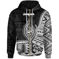 Guam Zip Hoodie Barrigada Seal of Guam Polynesian Patterns Unisex Black - Polynesian Pride