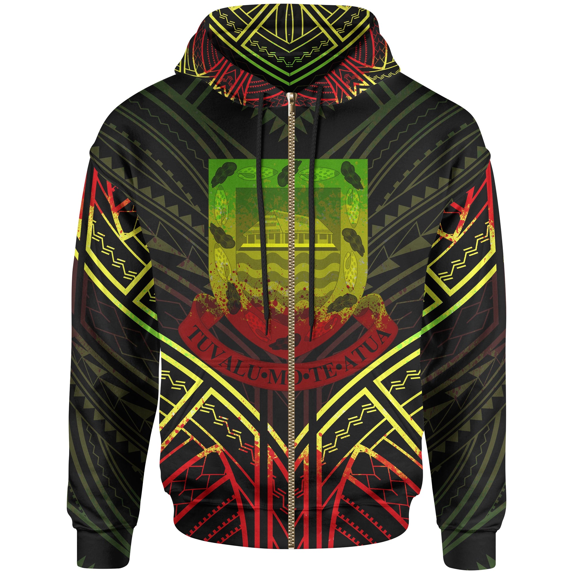 Tuvalu Zip Hoodie Tuvalu Seal Reggae Tribal Patterns Unisex White - Polynesian Pride