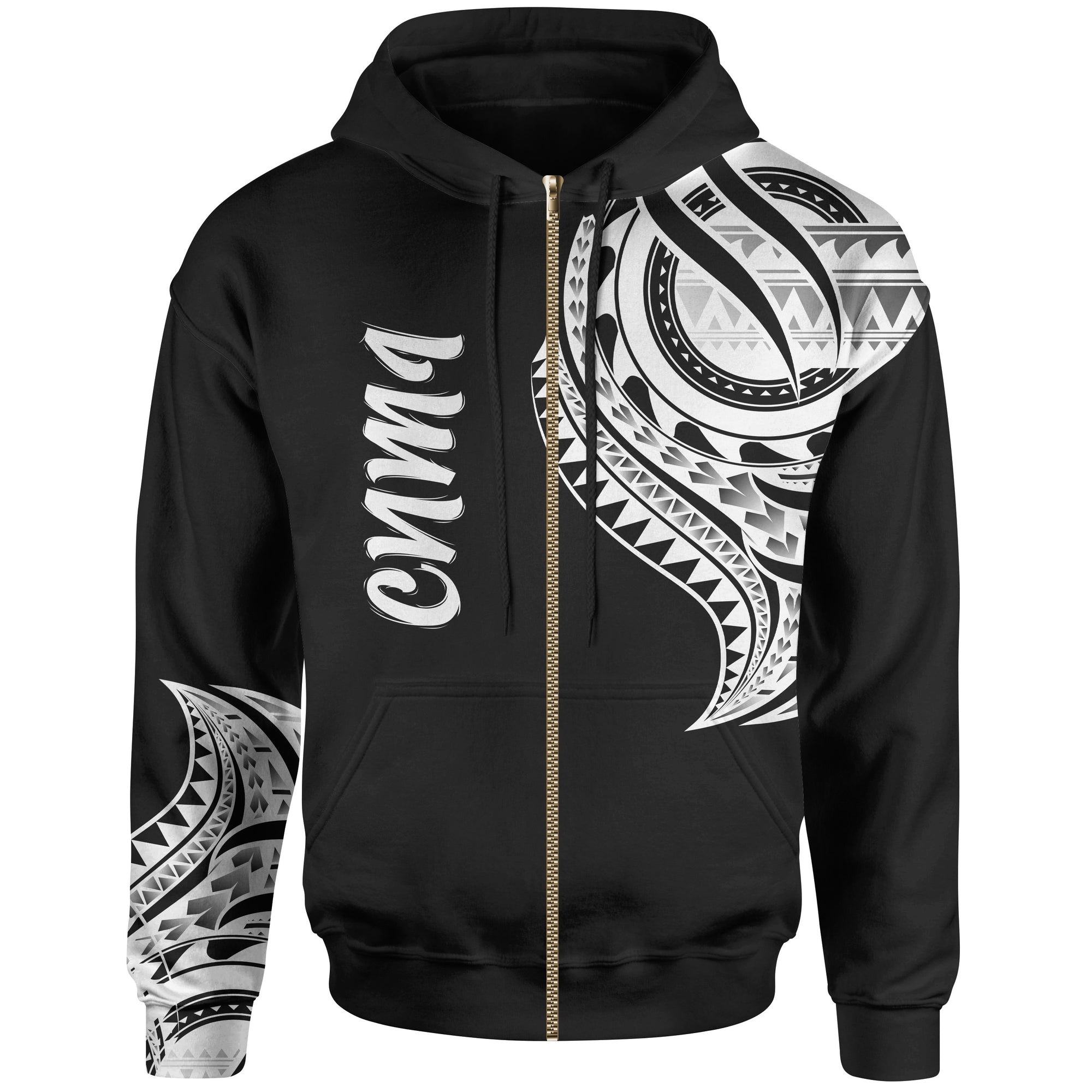 Northern Mariana Islands Zip Hoodie Northern Mariana Islands Tatau Patterns Unisex Black - Polynesian Pride