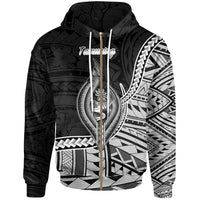 Guam Zip Hoodie Tamuning Seal of Guam Polynesian Patterns Black - Polynesian Pride