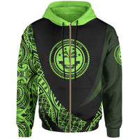 Federated States of Micronesia Zip Hoodie Green Polynesian Patterns Sport Style Unisex Black - Polynesian Pride