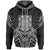 Tuvalu Zip Hoodie Tuvalu Seal Black Tribal Patterns Unisex White - Polynesian Pride