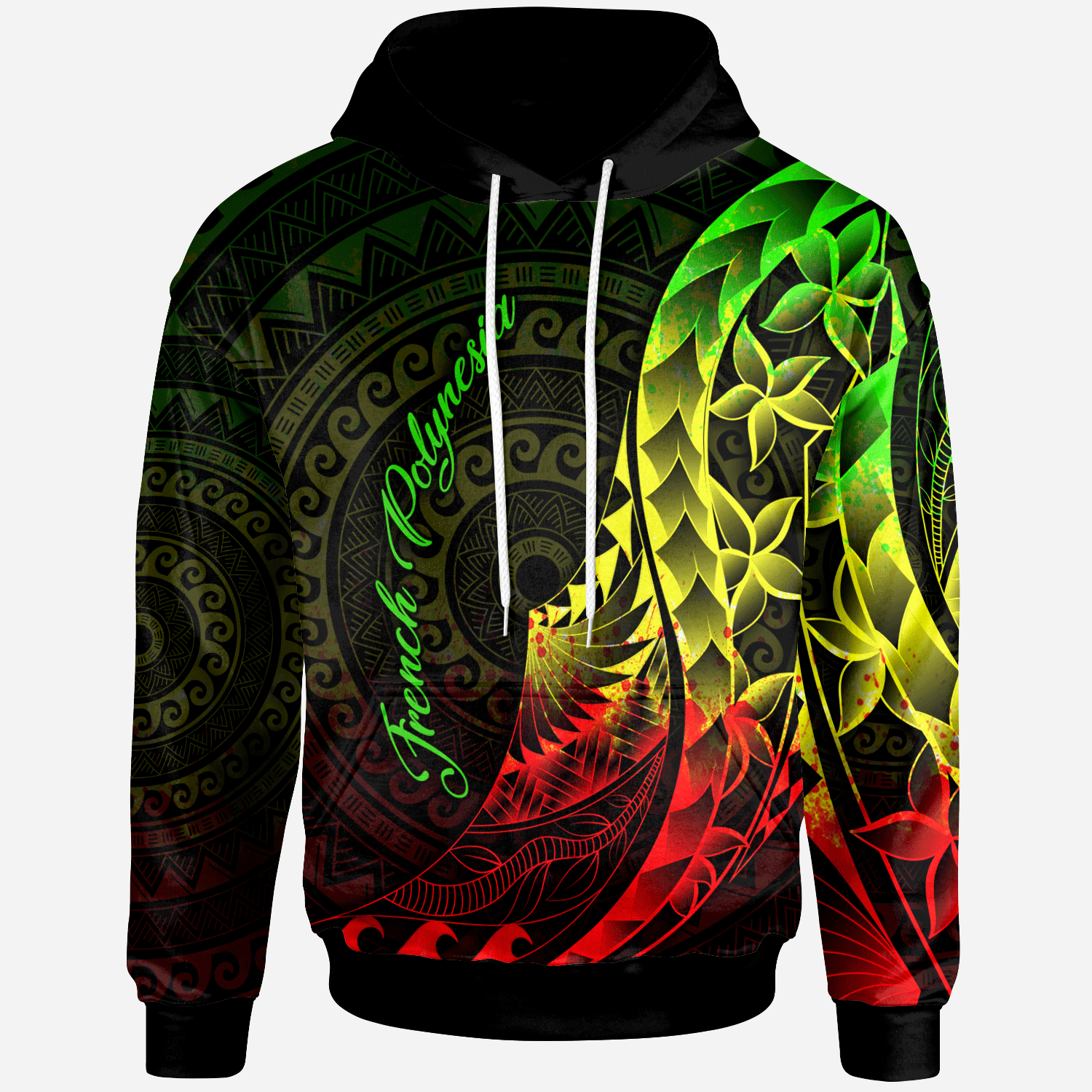 French Polynesia Hoodie Polynesian Pattern Style Reggae Color Unisex Reggae - Polynesian Pride