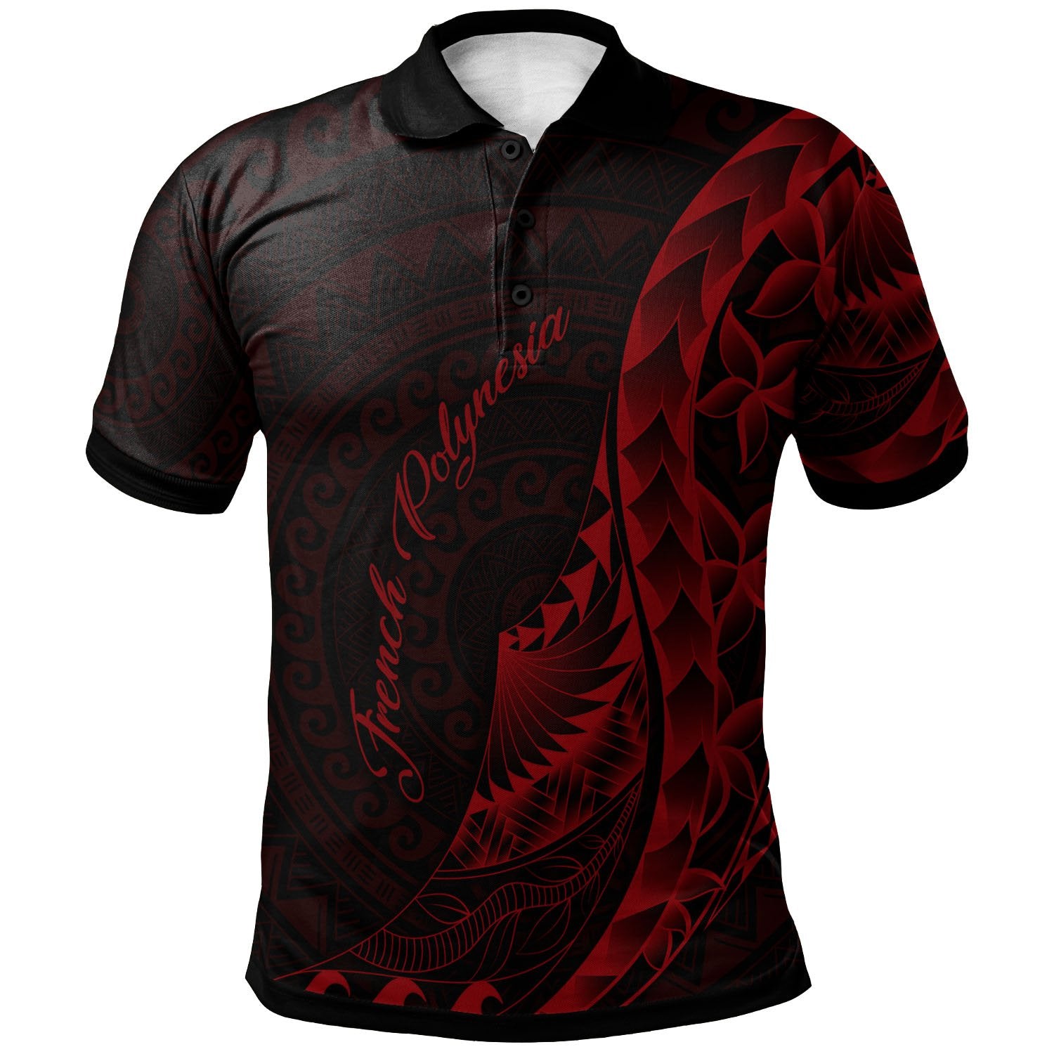 French Polynesia Polo Shirt Polynesian Pattern Style Red Color Unisex Red - Polynesian Pride