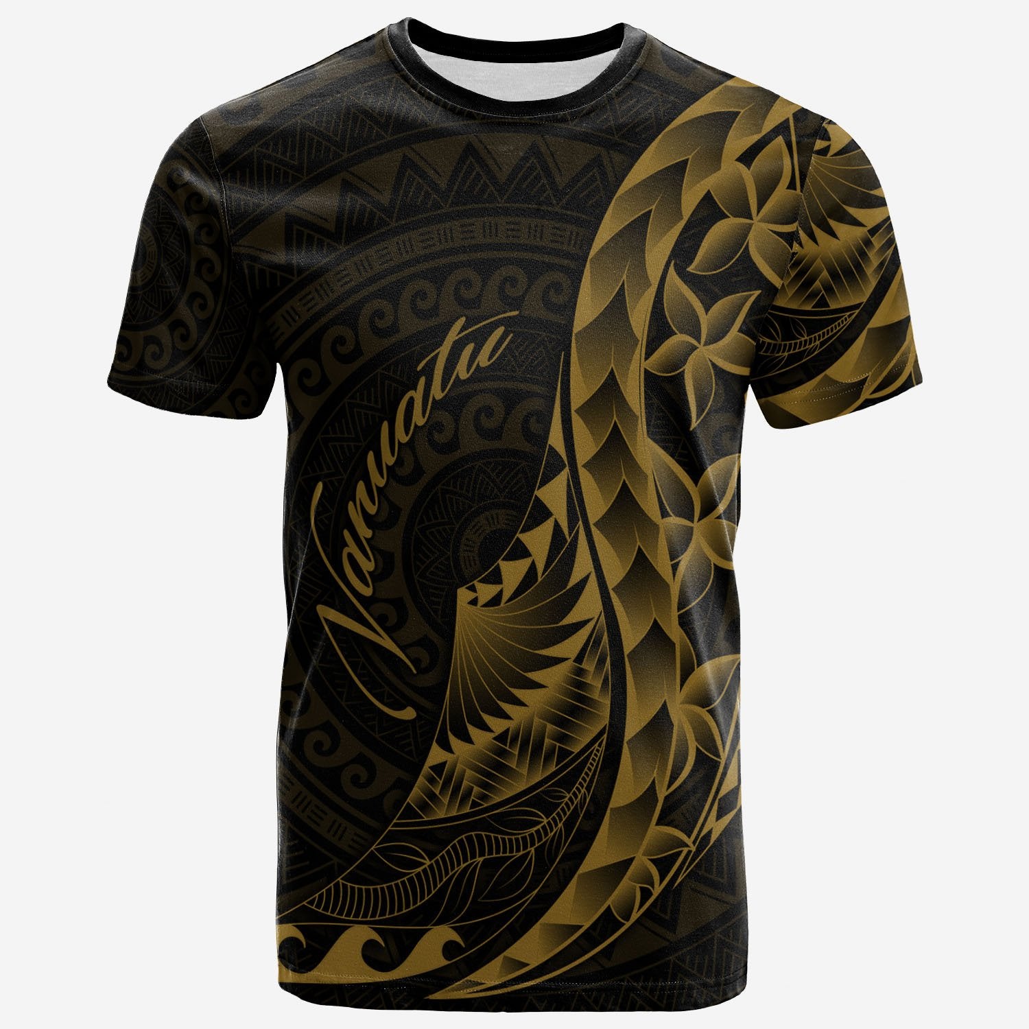 Vanuatu T Shirt Polynesian Pattern Style Gold Color Unisex Art - Polynesian Pride