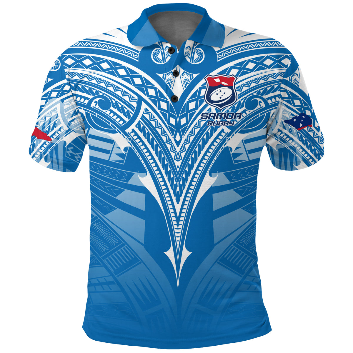 Custom Samoa Rugby Toa Samoa Blue Style Polo Shirt LT2 - Polynesian Pride