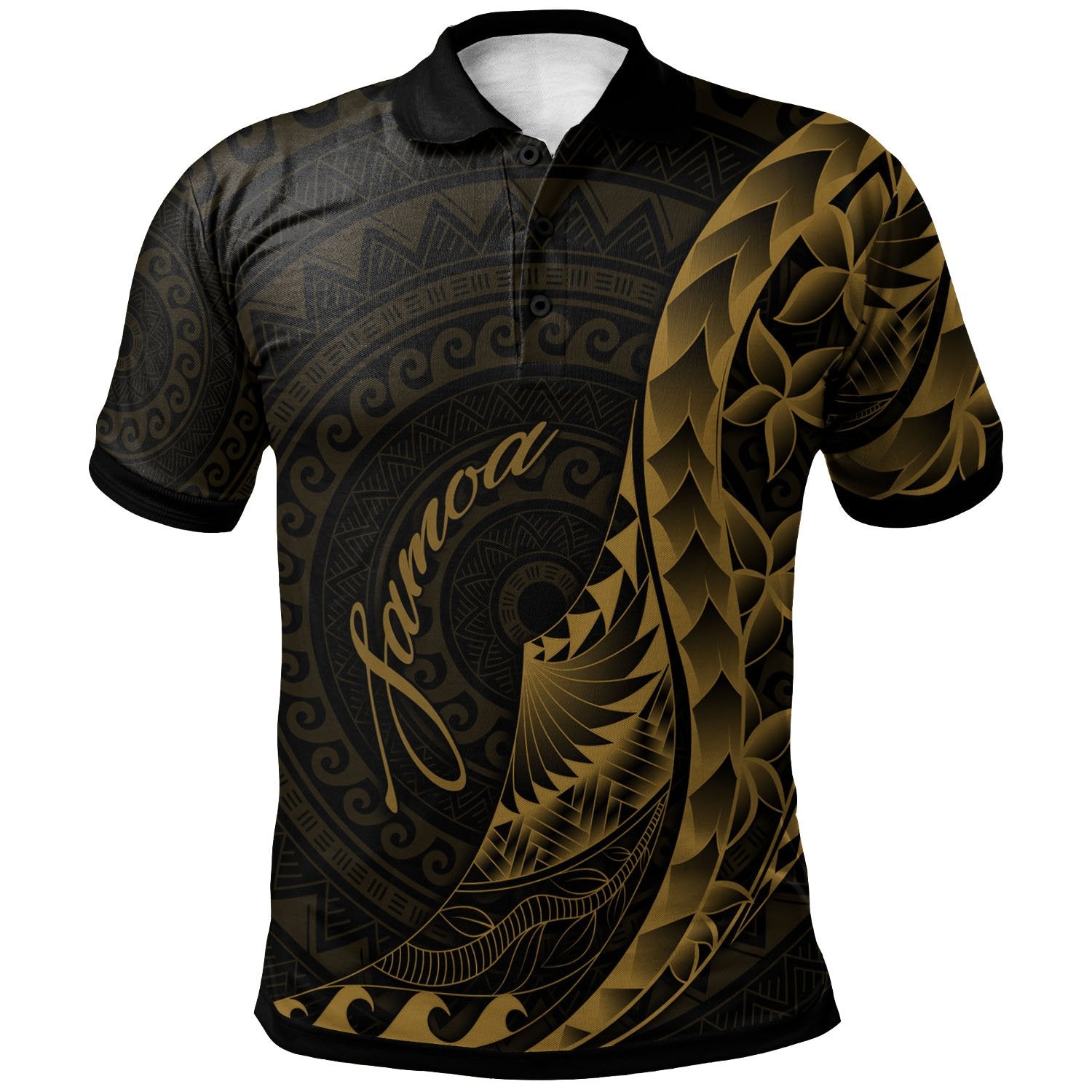 Samoa Polo Shirt Polynesian Pattern Style Gold Color Unisex Gold - Polynesian Pride