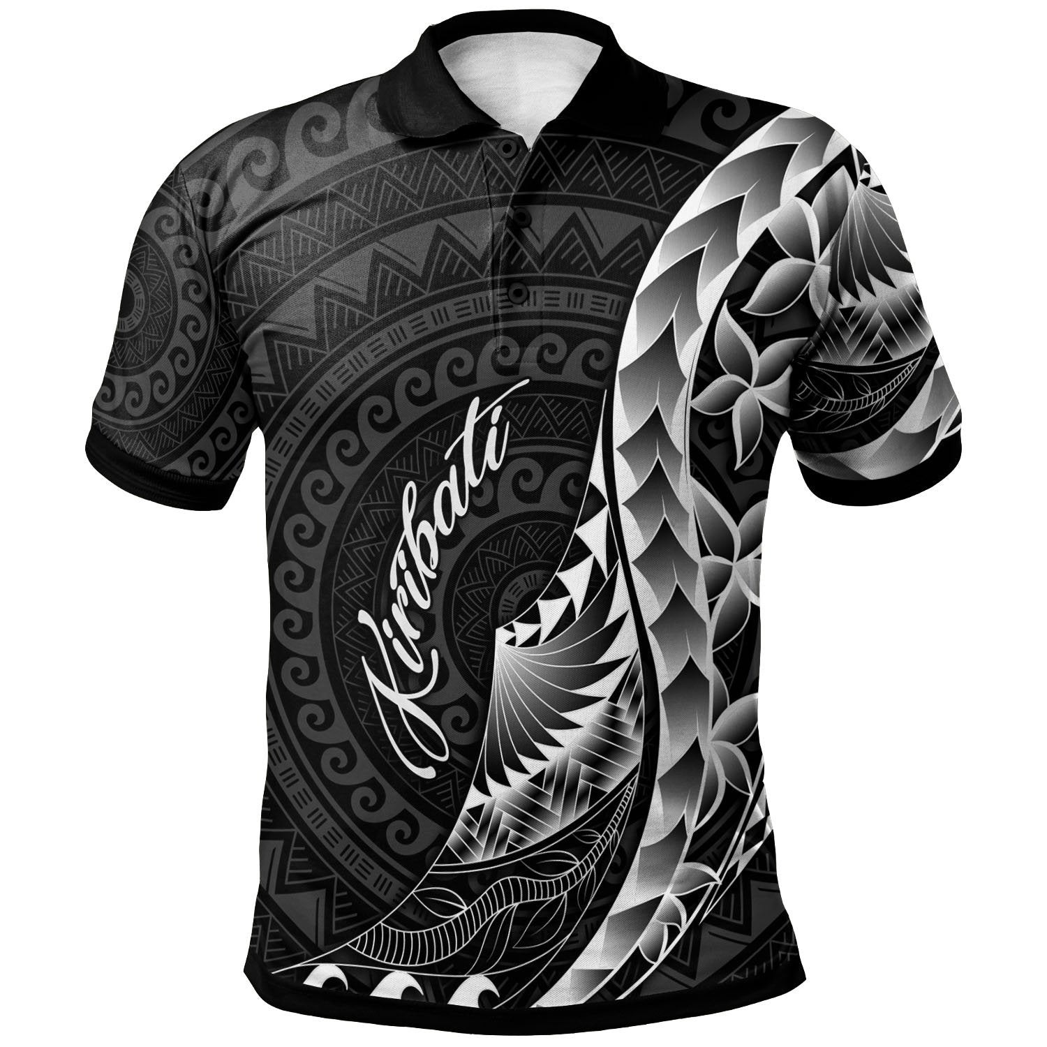 Kiribati Polo Shirt Polynesian Pattern Style Unisex Black - Polynesian Pride