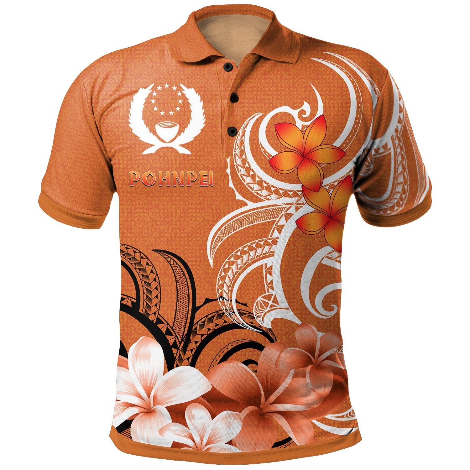 Pohpei Polo Shirt Pohnpei Spirit Unisex Orange - Polynesian Pride